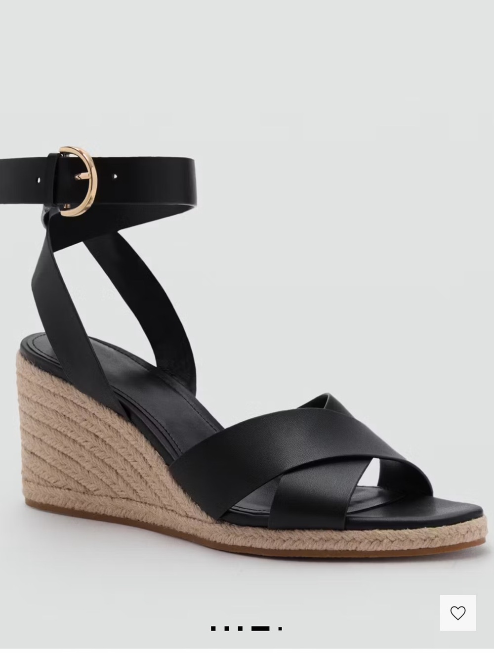 Mango Black Espadrille Wedge Sandal with Ankle Strap
